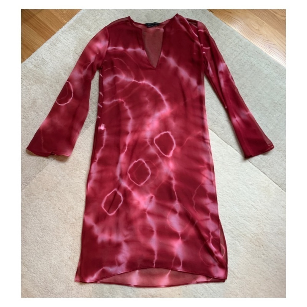 BcbgMaxAzria Ombré Sheer Cover Blouse Dress S